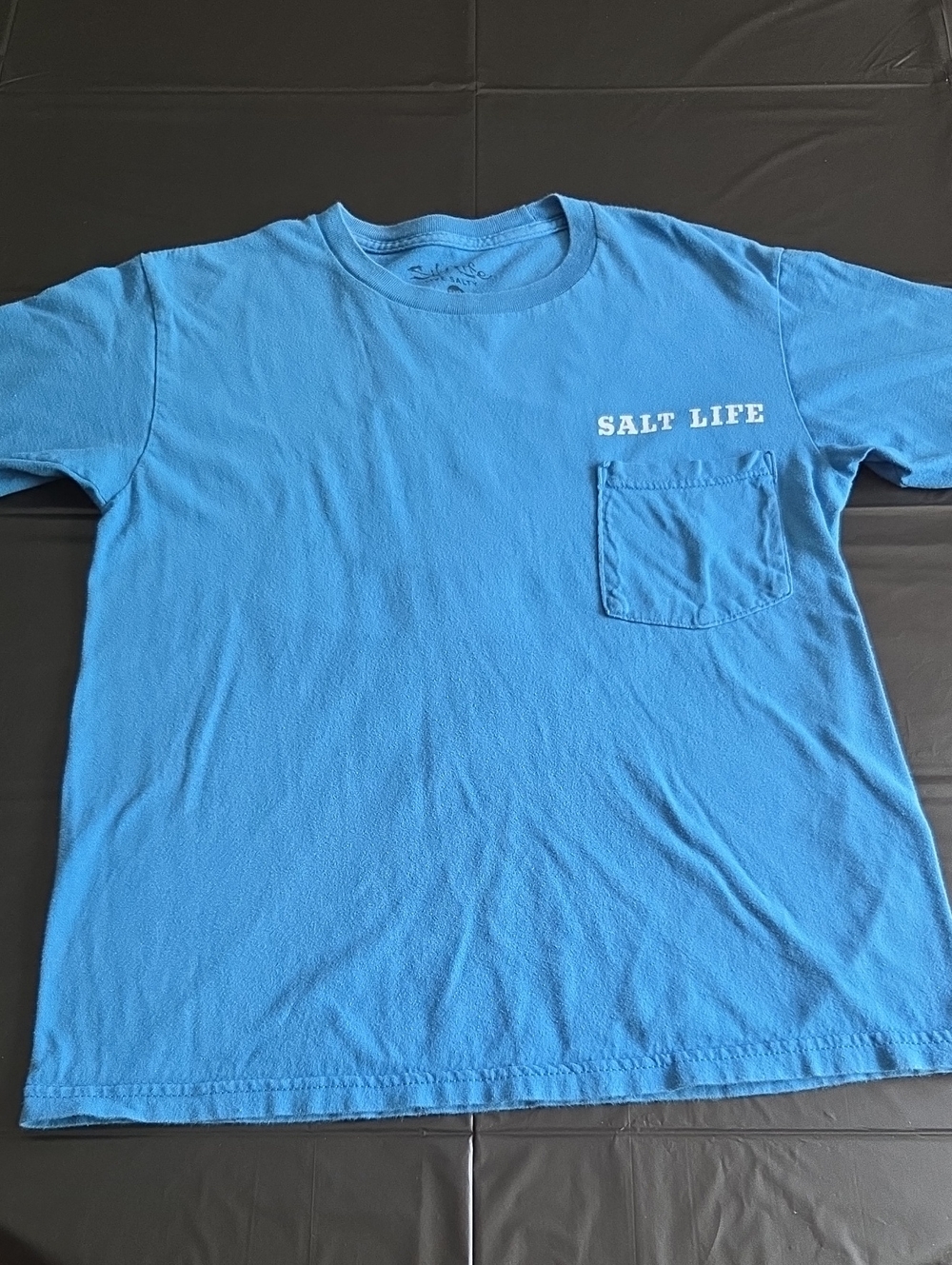 Salt Life Men's Short Sleeve Pocket Tee - Blue with White Logo